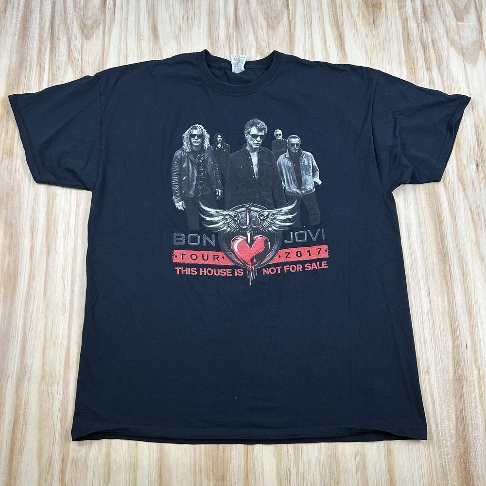 Bon Jovi 2017‎ Concert Tour T-Shirt This House Is Not For Sale Men's 2XL Black